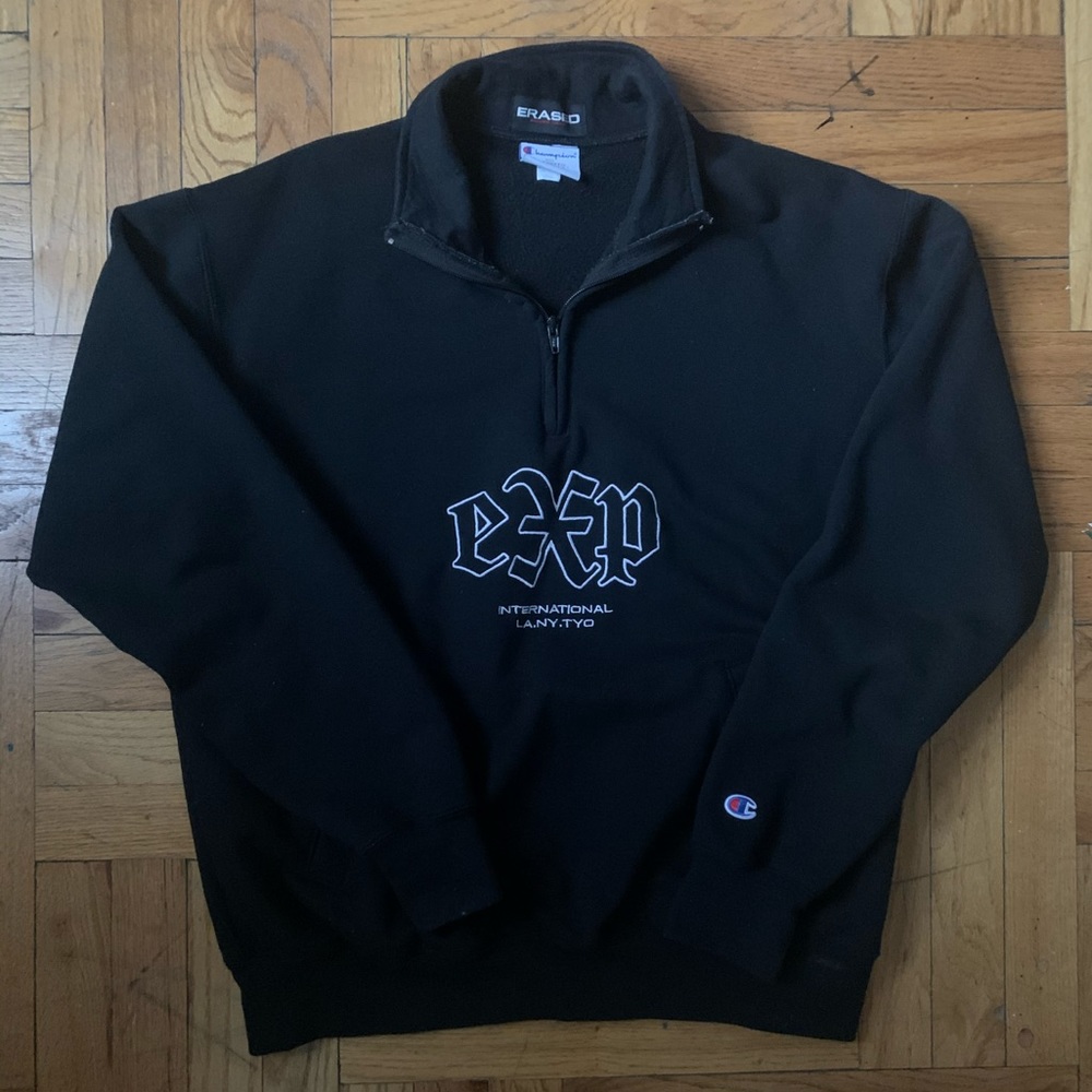Erased Project half zip Champion crewneck sz L